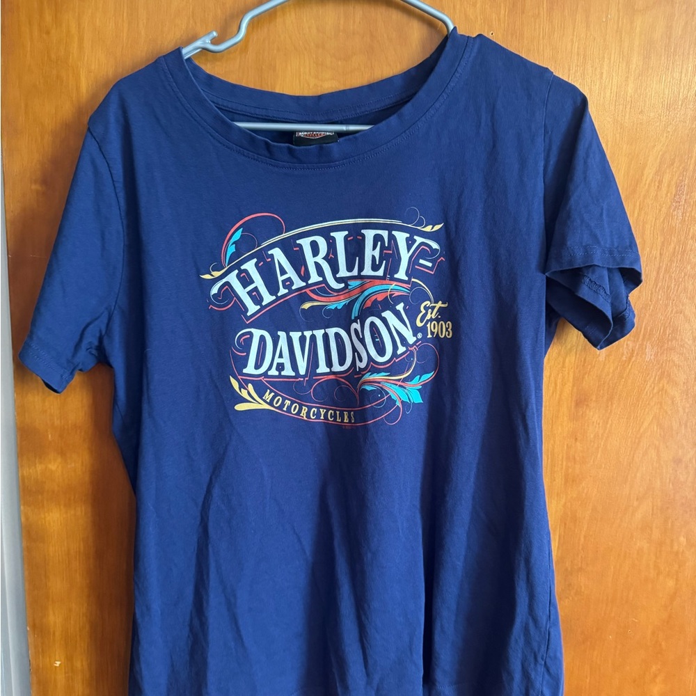 Harley-Davidson Navy Tee with Logo Indianapolis location ladies large